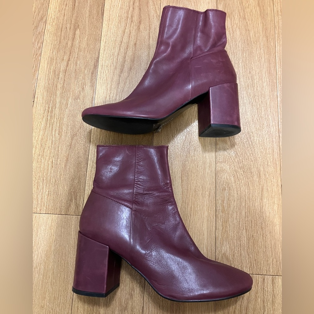 & Other Stories Burgundy Red Leather Ankle Boot, 7 38
